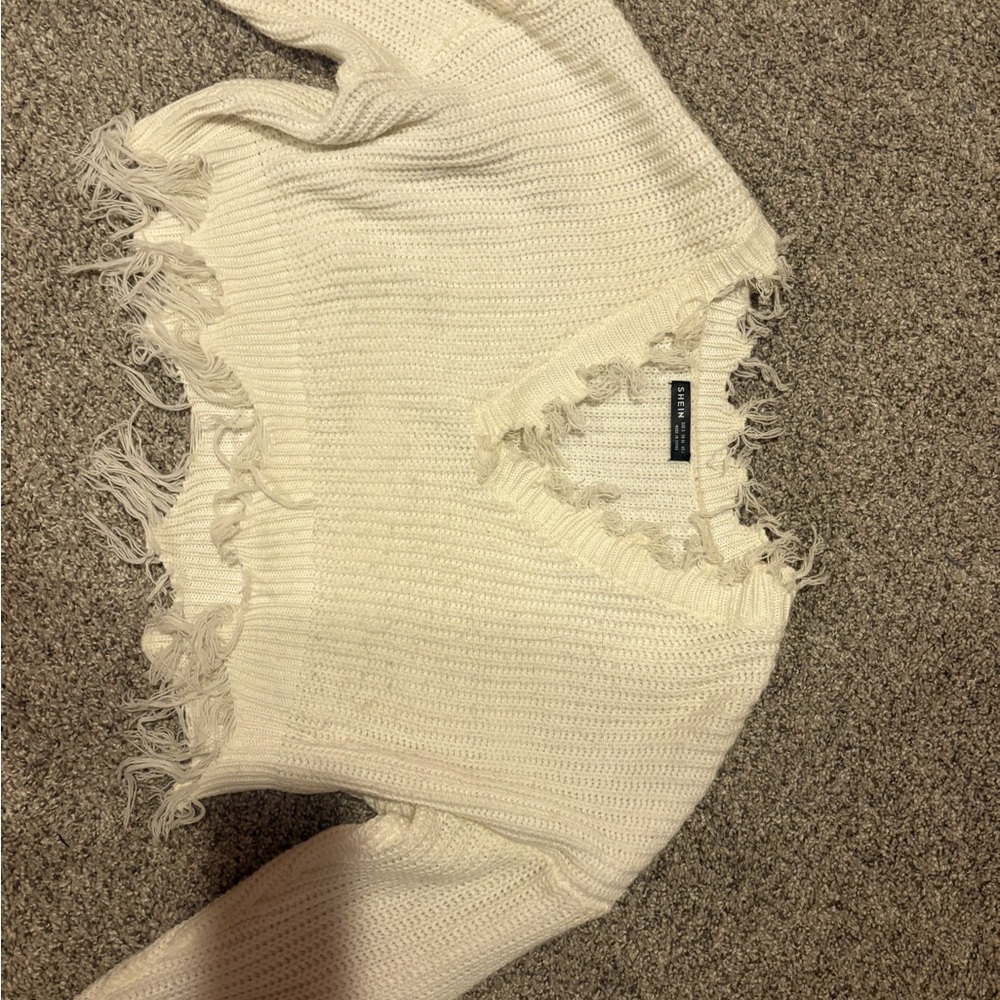 Fringed Cream Sweater